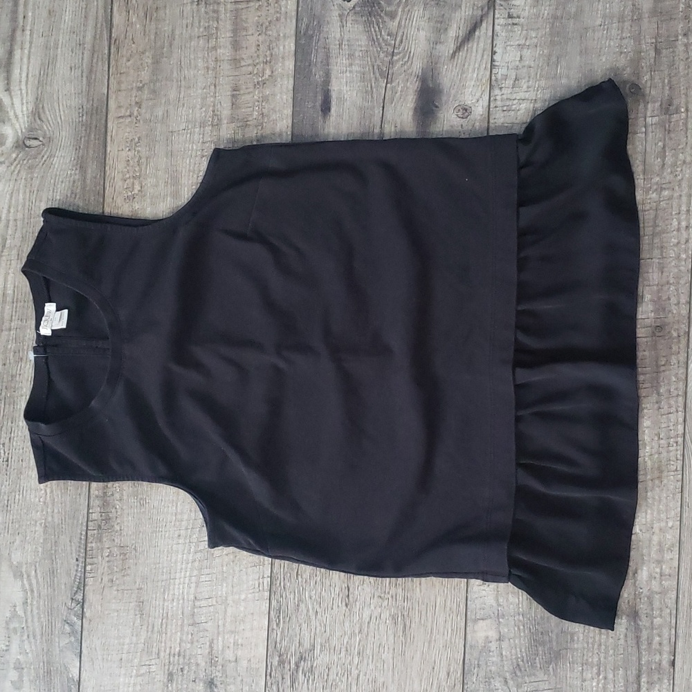 J.crew Black Ruffle Hem Tank Top
